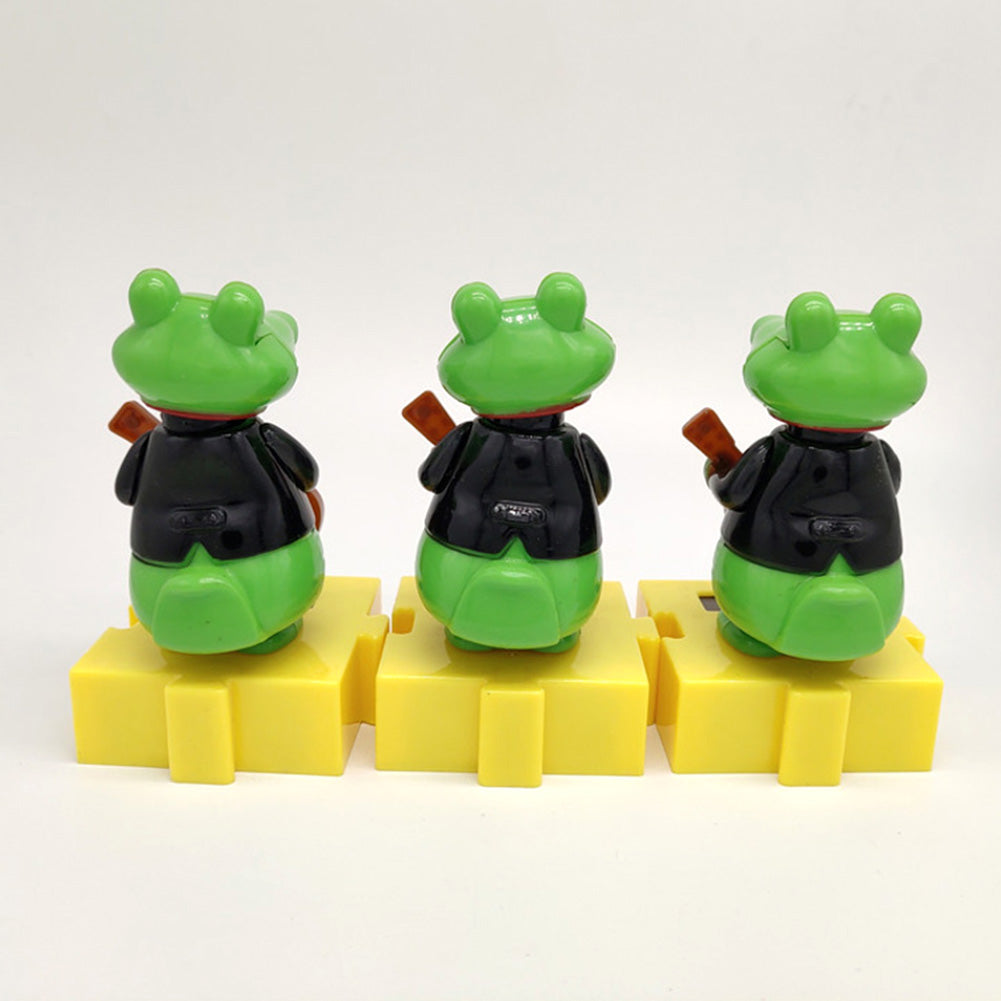 Solar Powered Cartoon Crocodile with Guitar Flip Flap Pot Swing Toy Car Decor