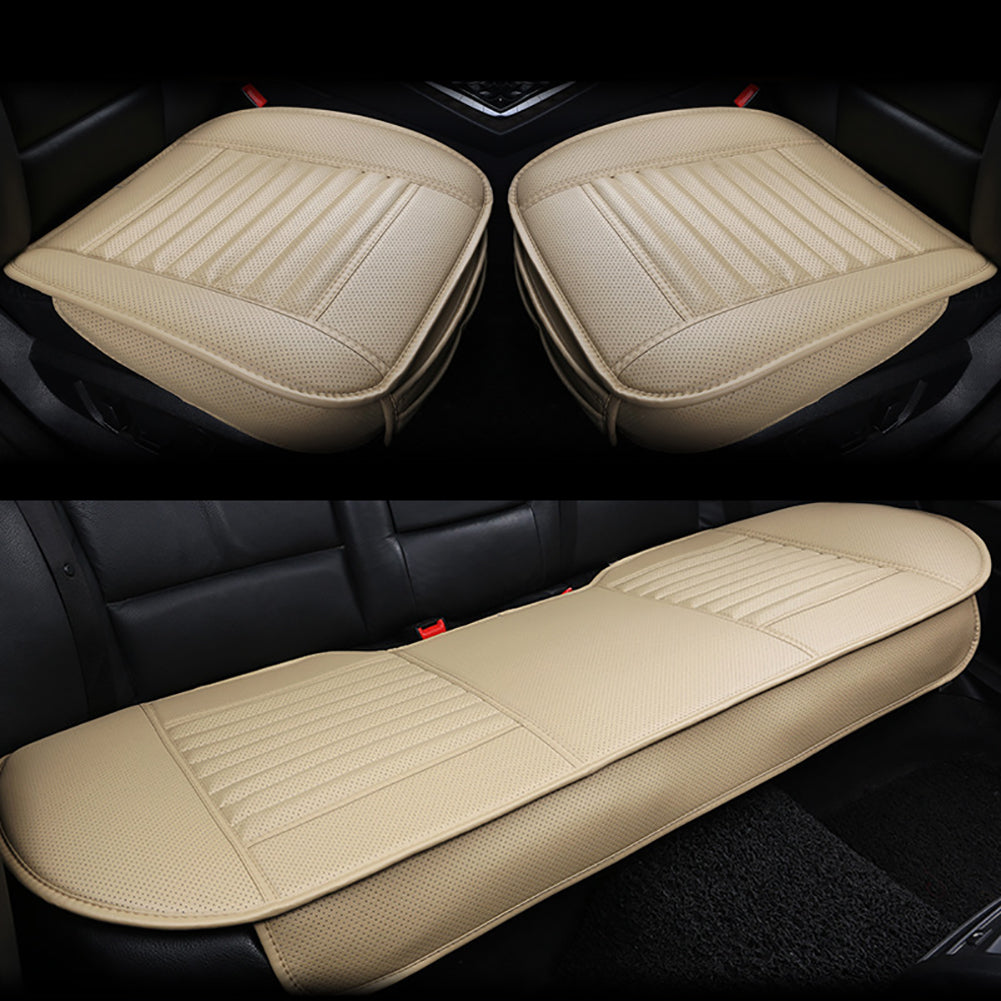 Faux Leather Bamboo Charcoal Anti-slip Breathable Car Seat Pad Cover with Pocket