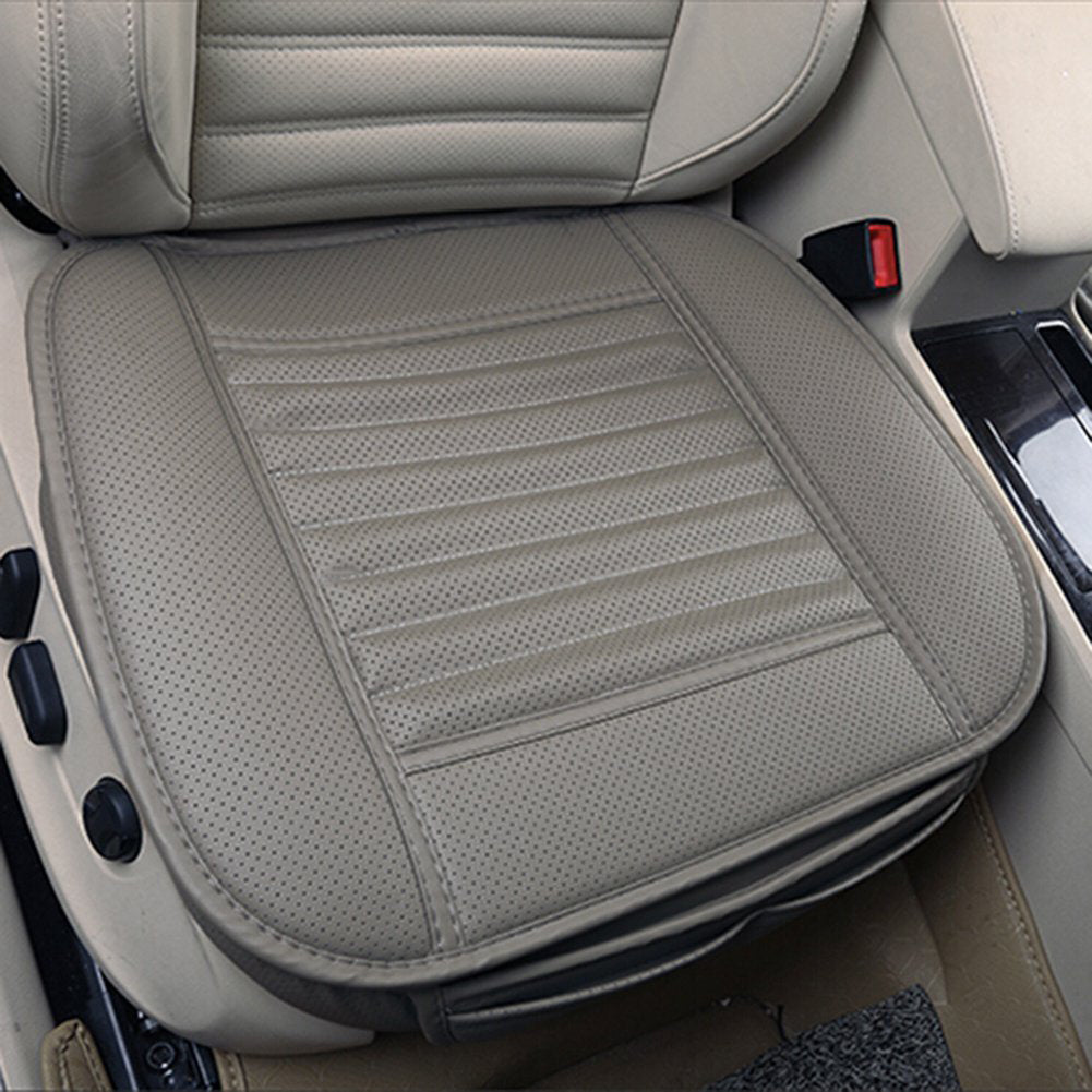 Faux Leather Bamboo Charcoal Anti-slip Breathable Car Seat Pad Cover with Pocket
