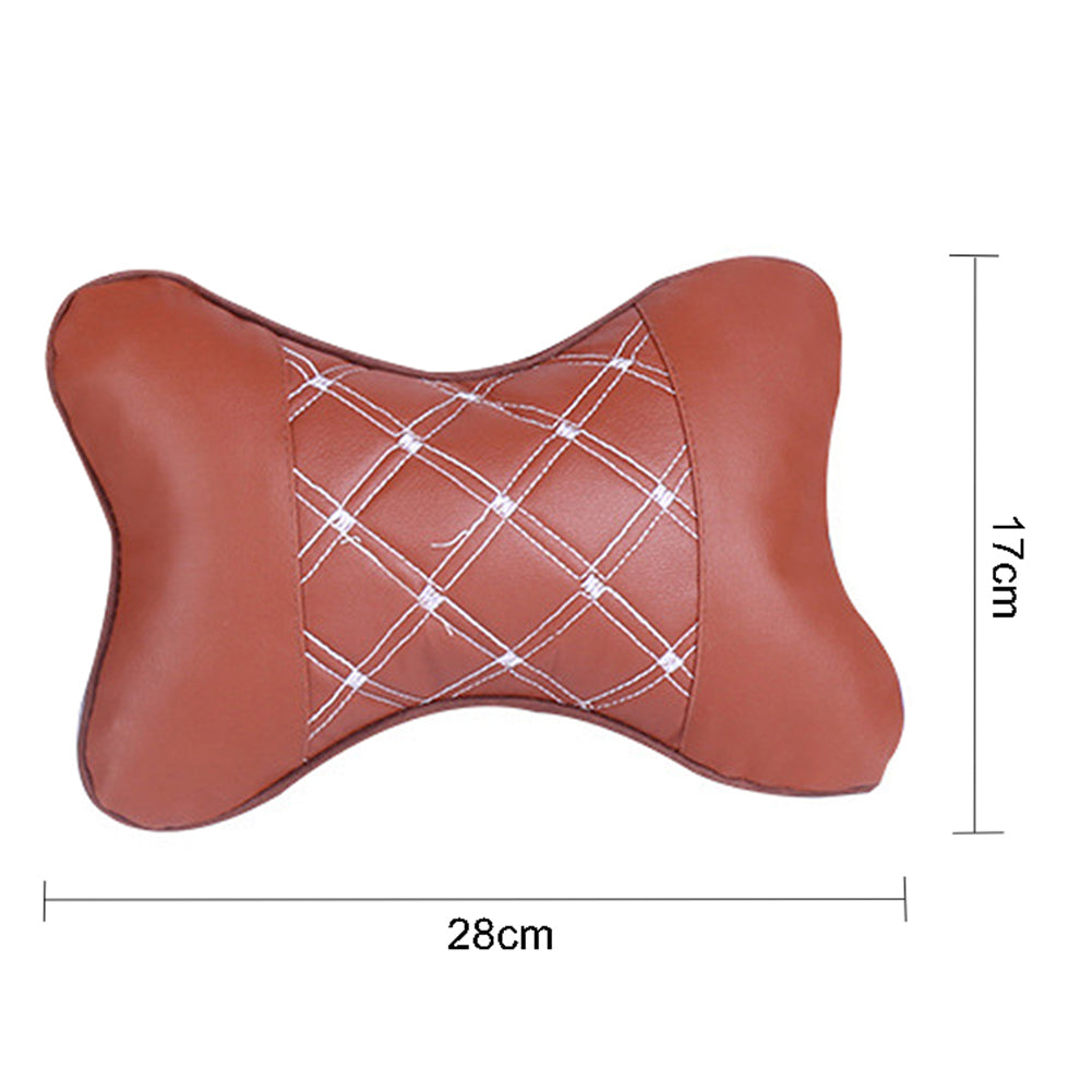 Car Seat Headrest Neck Head Support Faux Leather PP Cotton Soft Pillow Cushion