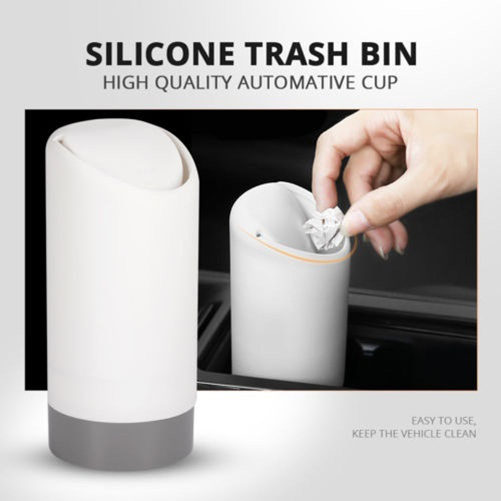 Creative Stylish Car Vehicle Silicone Trash Can Garbage Bin Storage Box with Lid