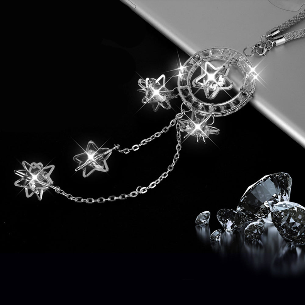 Alloy Rhinestones Stars Pendant Auto Car Rearview Mirror Hanging Ornament Decor