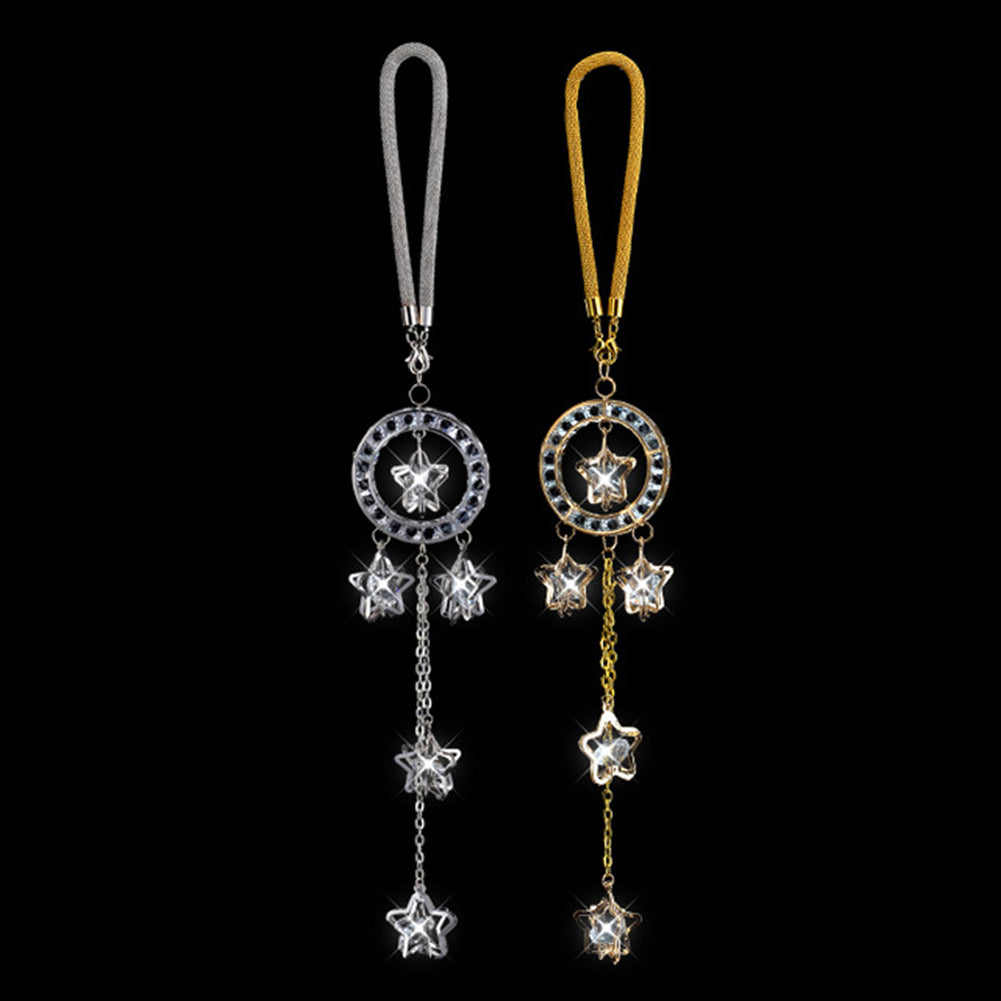 Alloy Rhinestones Stars Pendant Auto Car Rearview Mirror Hanging Ornament Decor
