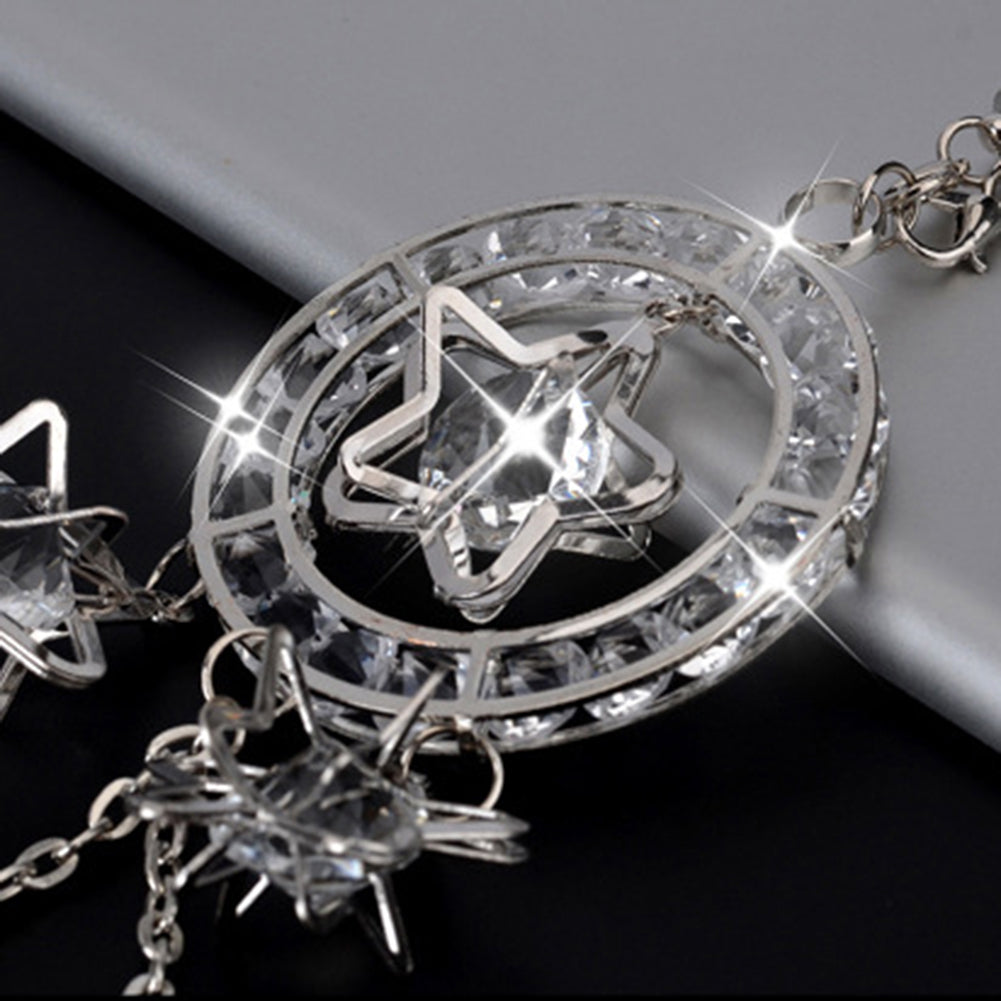 Alloy Rhinestones Stars Pendant Auto Car Rearview Mirror Hanging Ornament Decor