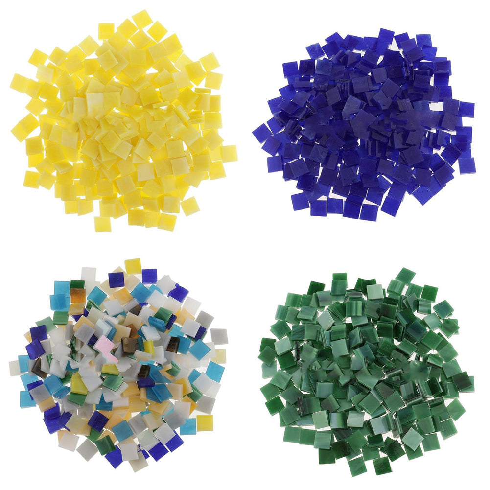 250 Pcs Glass Mosaic Tiles Pieces for DIY Crafts Material Supplies 10x10mm