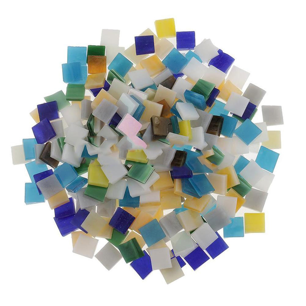 250 Pcs Glass Mosaic Tiles Pieces for DIY Crafts Material Supplies 10x10mm