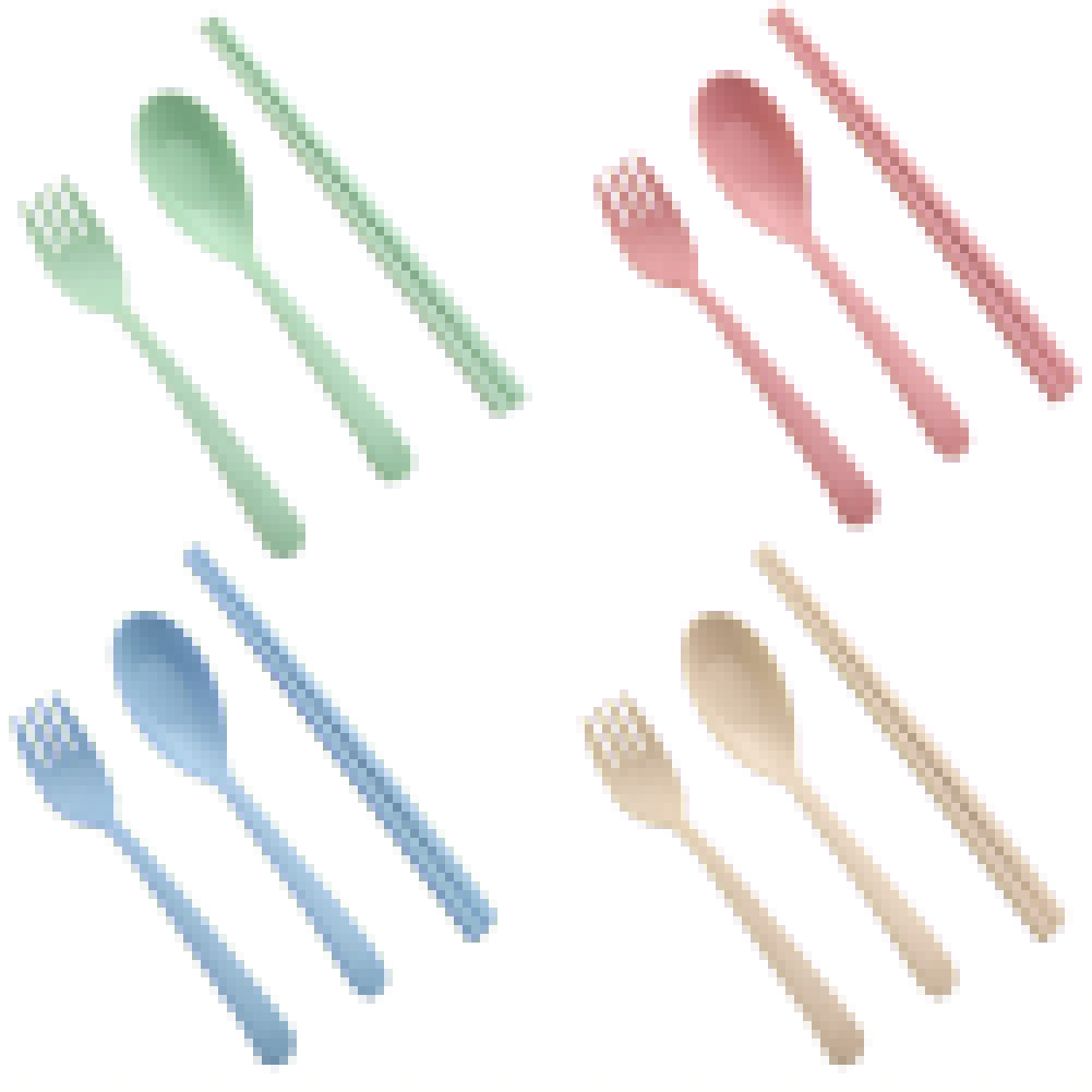 3Pcs Portable Fork Spoon Chopsticks Wheat Straw Cutlery Set Kids Tableware Kit