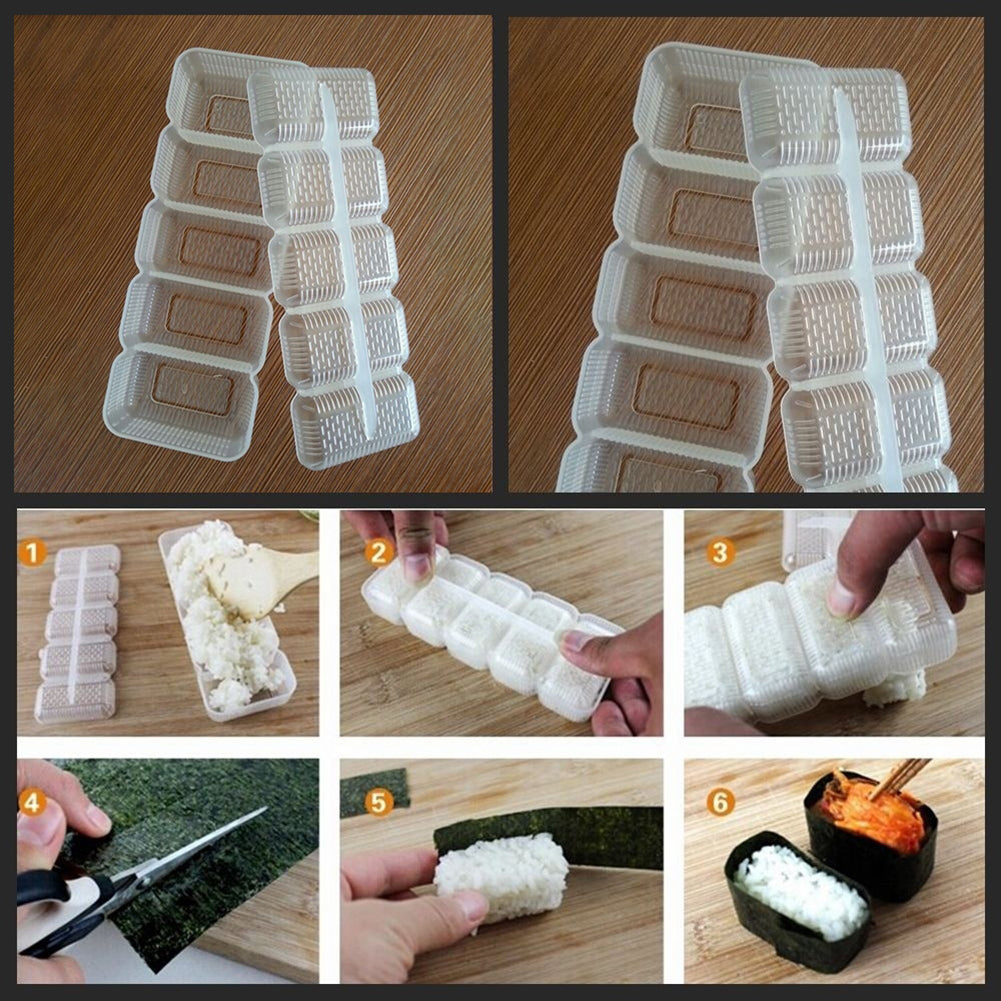 5 Grids Sushi Maker Nori Rice Ball Roll Mold DIY Onigiri Bento Kitchen Tool