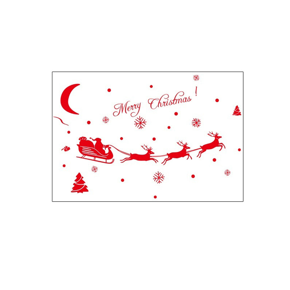 Merry Christmas Sled Snowflake Wall Sticker Home Showcase Window Decal Decor