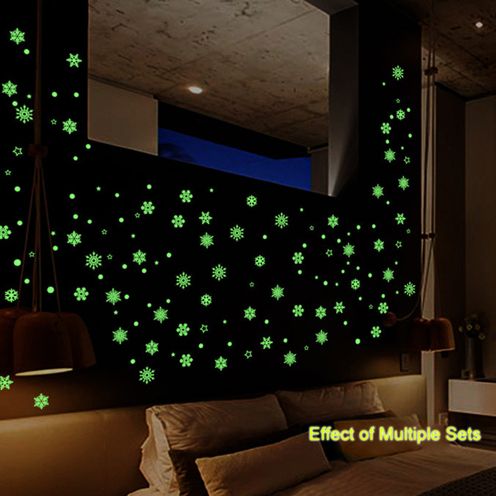 Snowflake Wall Sticker Glow In The Dark Luminous DIY Kids Room Home Decor