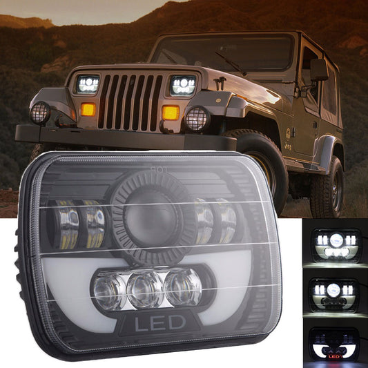 300W Car Truck Off-Road LED Headlight Square Projector Working DRL Driving Lamp