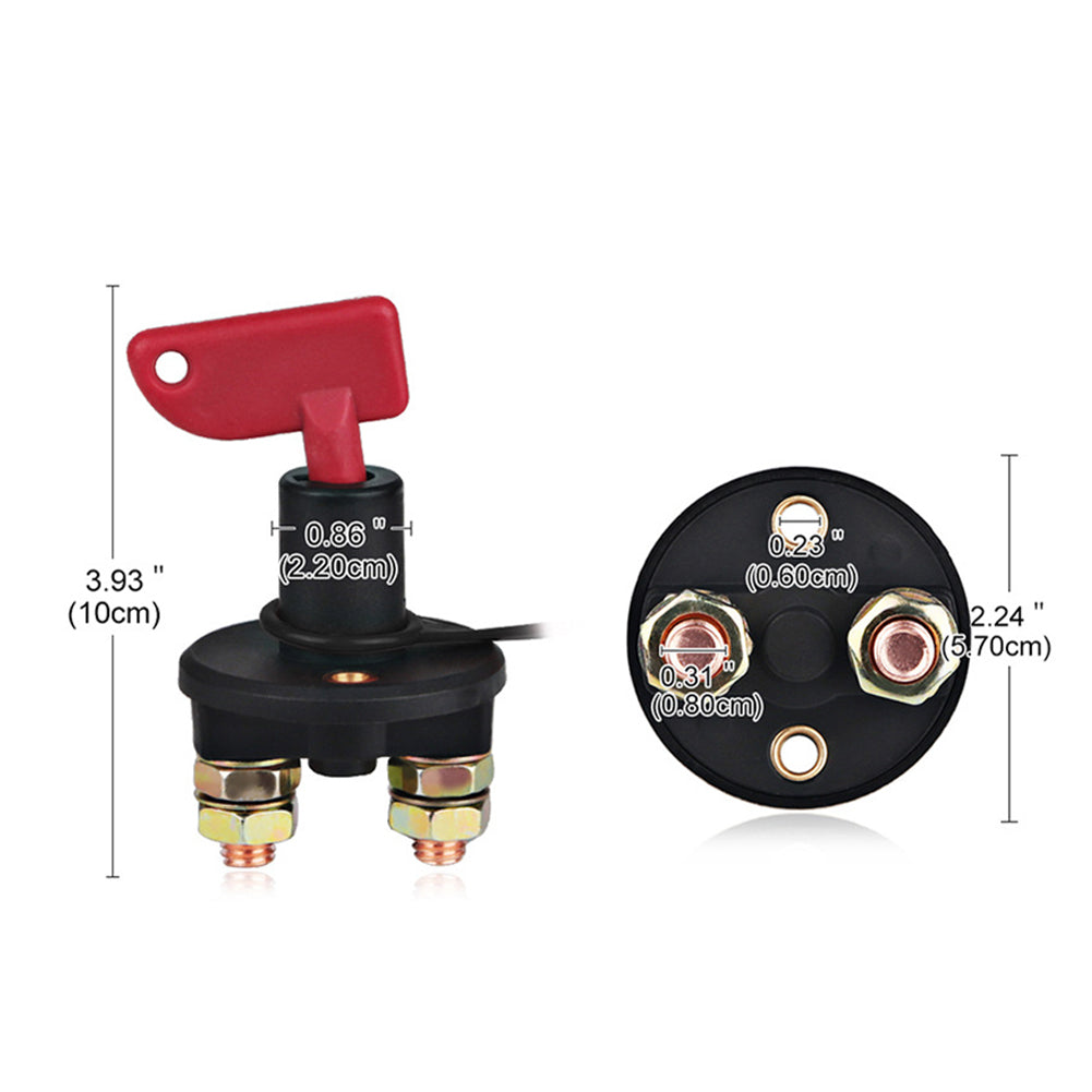 Boat Car Battery Disconnect Switch Power Cut Off Isolator with 2 Removable Keys