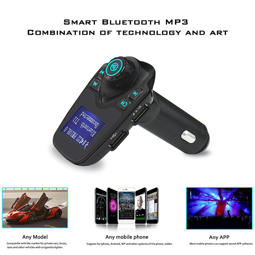 T11 Car LCD Bluetooth MP3 Player FM Transmitter Hands-free Dual USB Charger