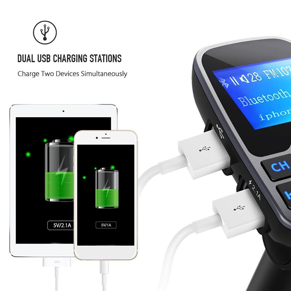 T11 Car LCD Bluetooth MP3 Player FM Transmitter Hands-free Dual USB Charger