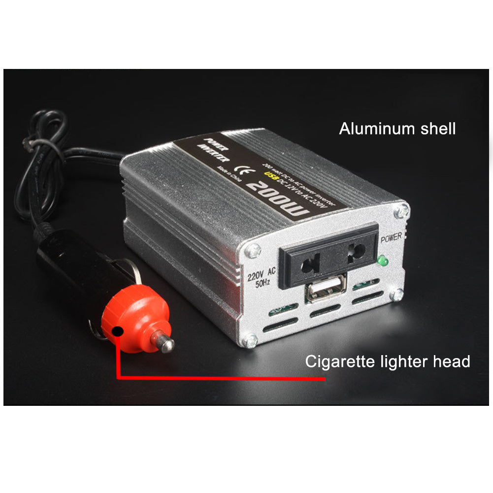 200W USB Port DC 12V to AC 220V Modified Sine Wave Car Power Inverter Charger