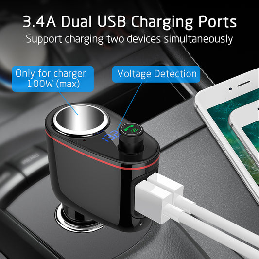 Multifunctional Bluetooth MP3 Player Dual USB Quick Charging Vehicle Car Charger