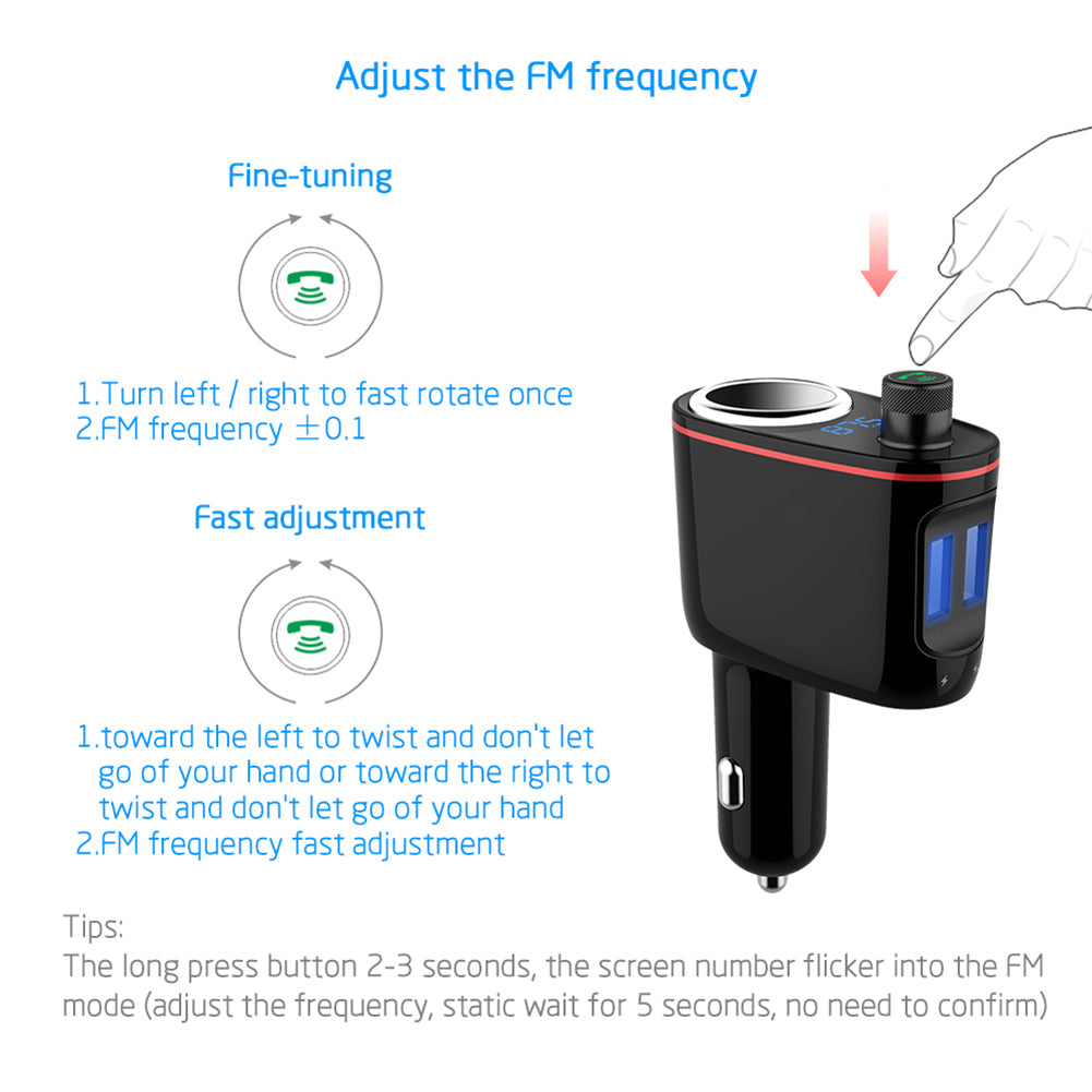 Multifunctional Bluetooth MP3 Player Dual USB Quick Charging Vehicle Car Charger
