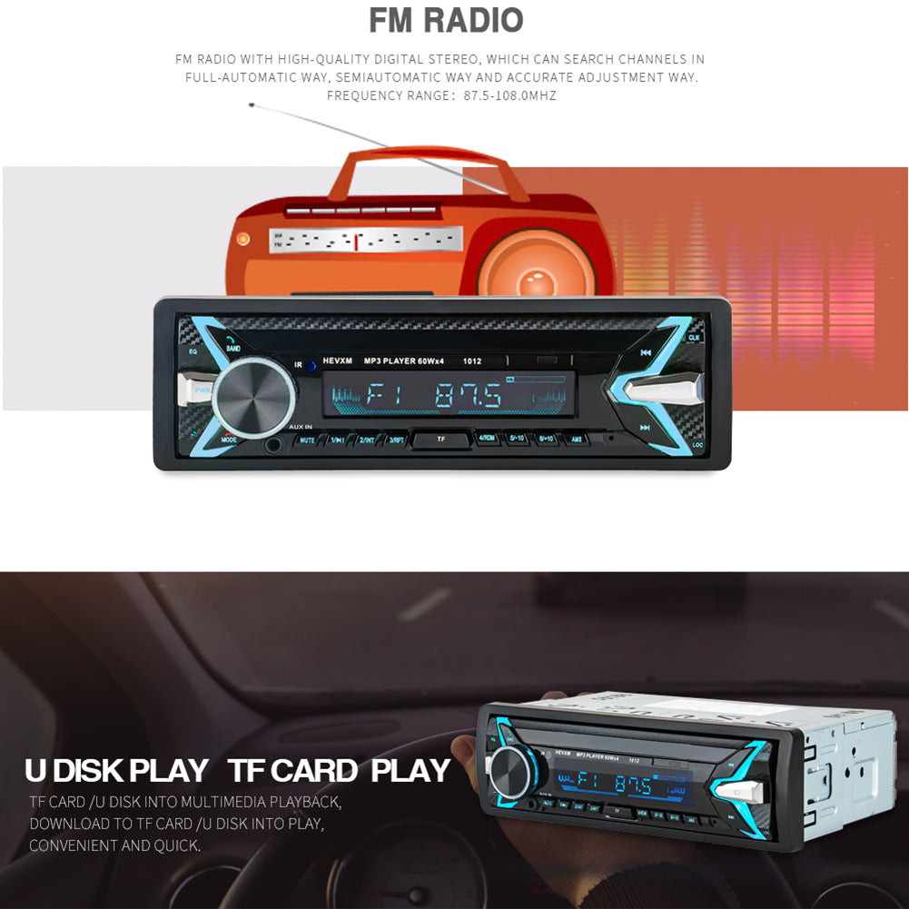 HEVXM 1012 Wireless Bluetooth Car Radio MP3 Media Player Speaker Handsfree Call