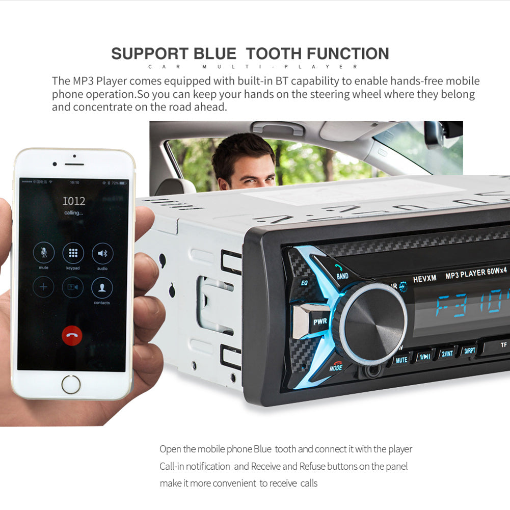 HEVXM 1012 Wireless Bluetooth Car Radio MP3 Media Player Speaker Handsfree Call
