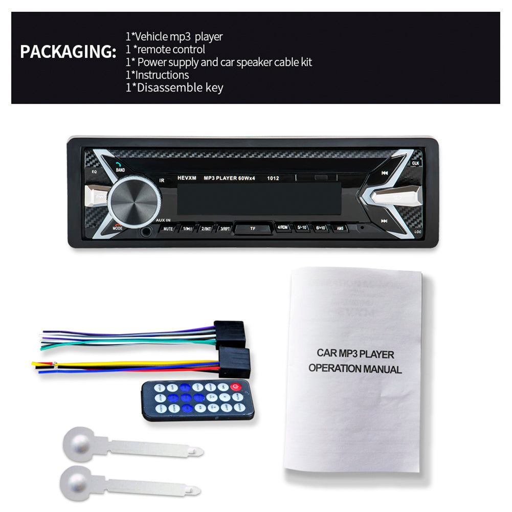 HEVXM 1012 Wireless Bluetooth Car Radio MP3 Media Player Speaker Handsfree Call