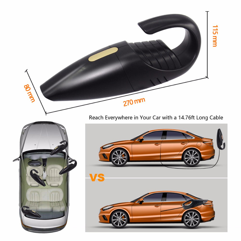 DC 12V 2500Pa Mini Portable Car Vacuum Cleaner Wet/Dry Dual Use Dirt Catcher