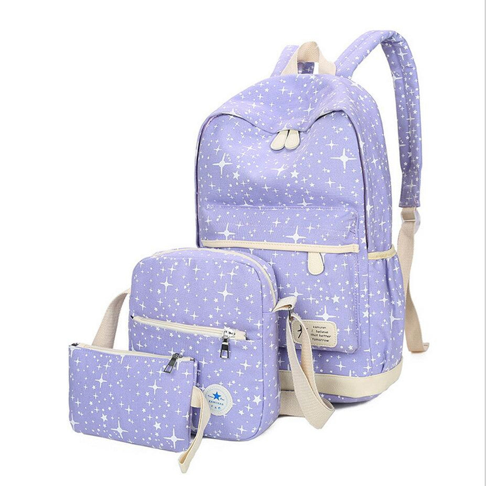 Fashion Star Women Canvas Backpack Schoolbags School For Girl Teenagers Casual Travel Bags Rucksack Cute