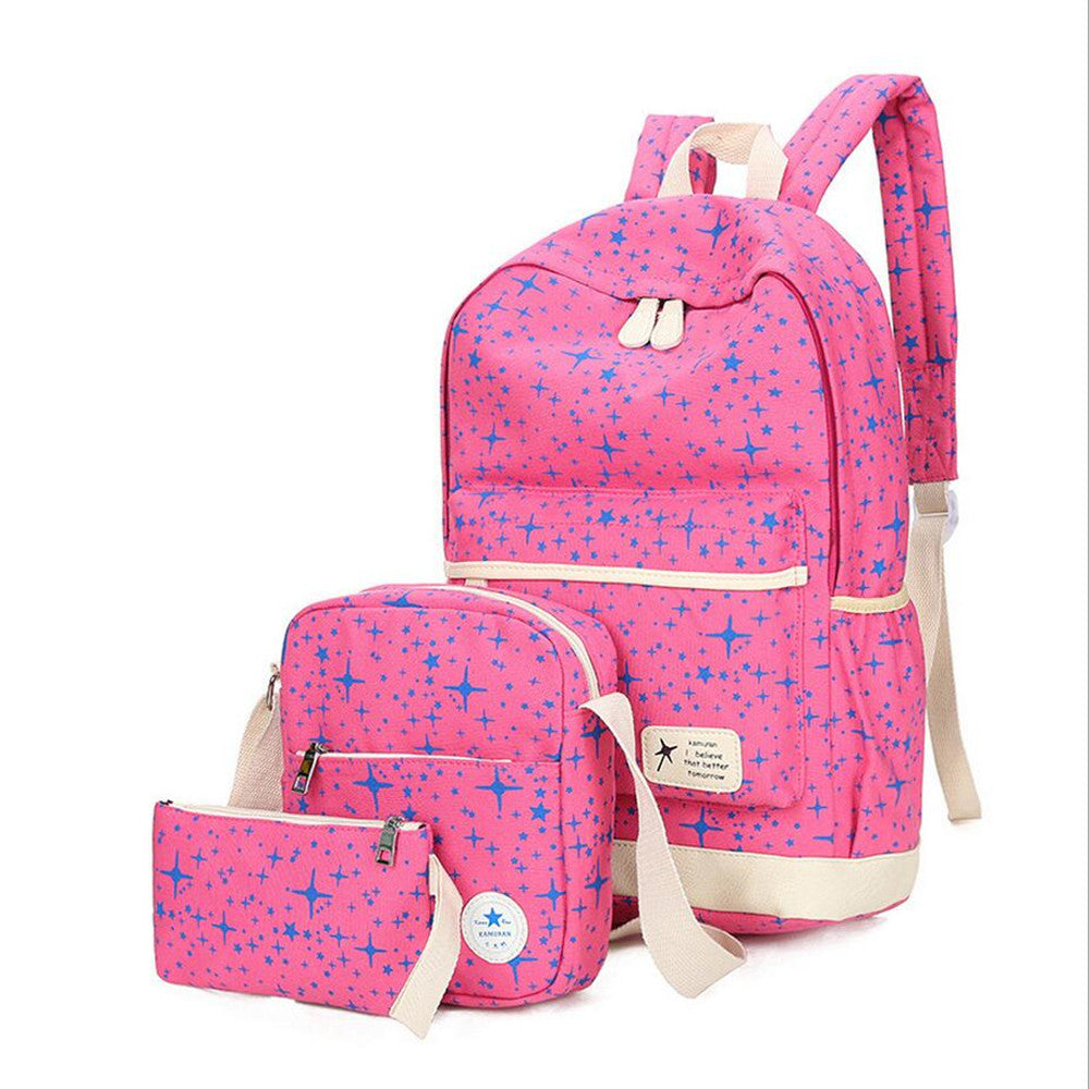 Fashion Star Women Canvas Backpack Schoolbags School For Girl Teenagers Casual Travel Bags Rucksack Cute