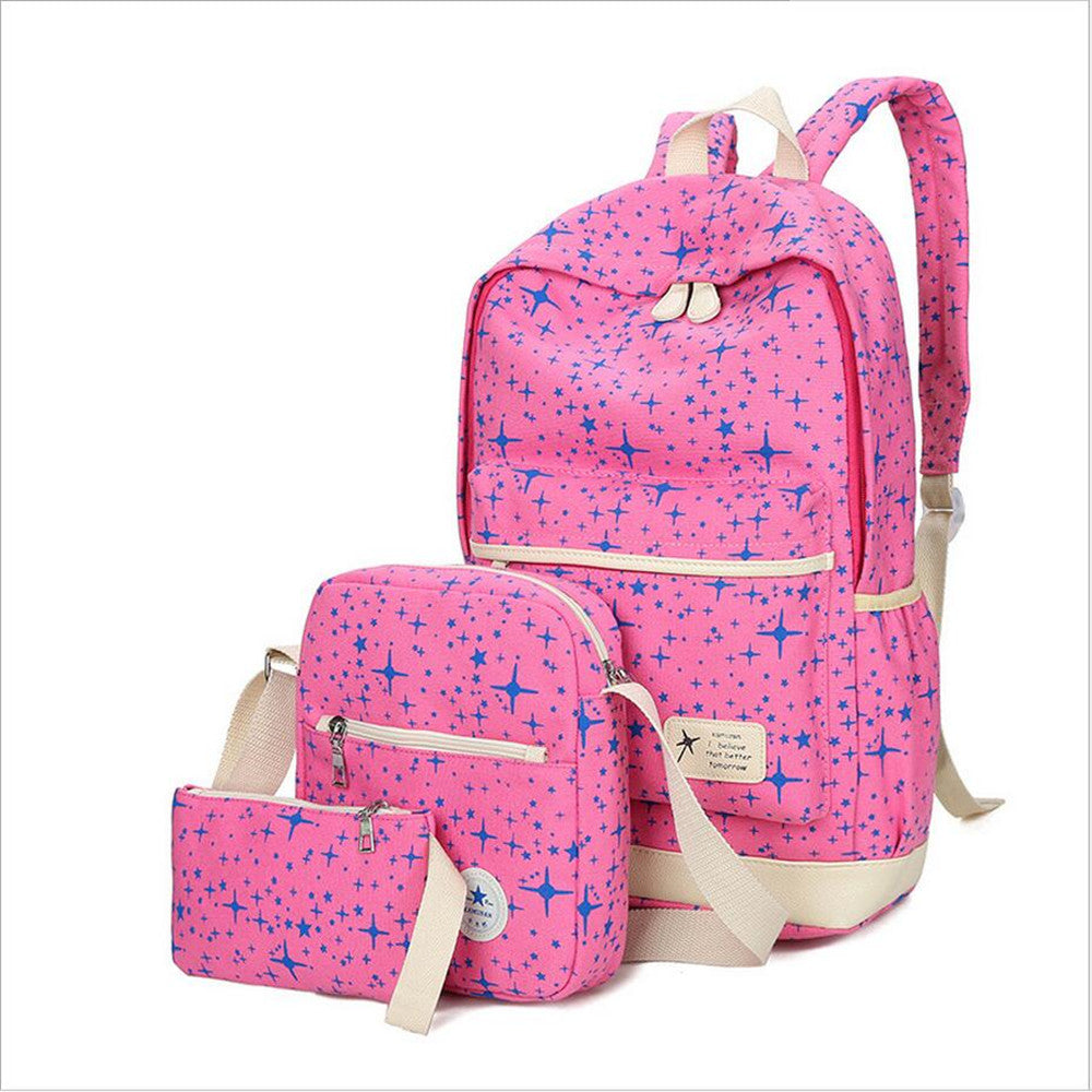 Fashion Star Women Canvas Backpack Schoolbags School For Girl Teenagers Casual Travel Bags Rucksack Cute
