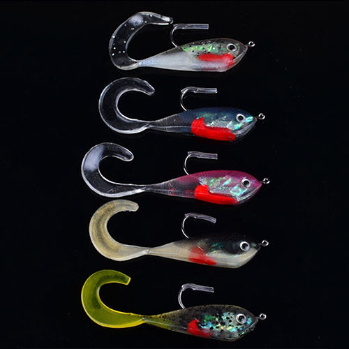 5 Pcs Soft Silicone Multi-color Bionic Fish Lures Baits Outdoor Fishing Tackle Kit