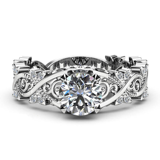 Fashion Hollow Thorn Shiny Rhinestone Engagement Gift Ring Women Finger Jewelry