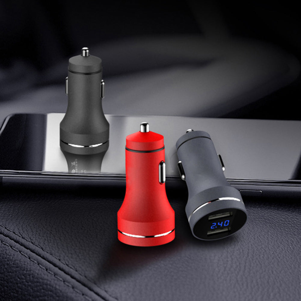 Metal Dual USB Fast Charging Voltage Detection Car Phone Charger Power Adapter