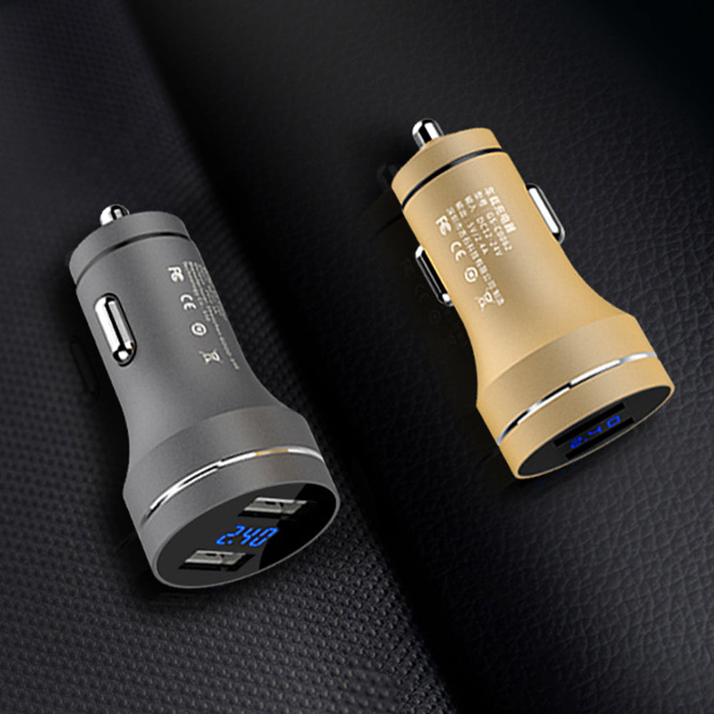 Metal Dual USB Fast Charging Voltage Detection Car Phone Charger Power Adapter