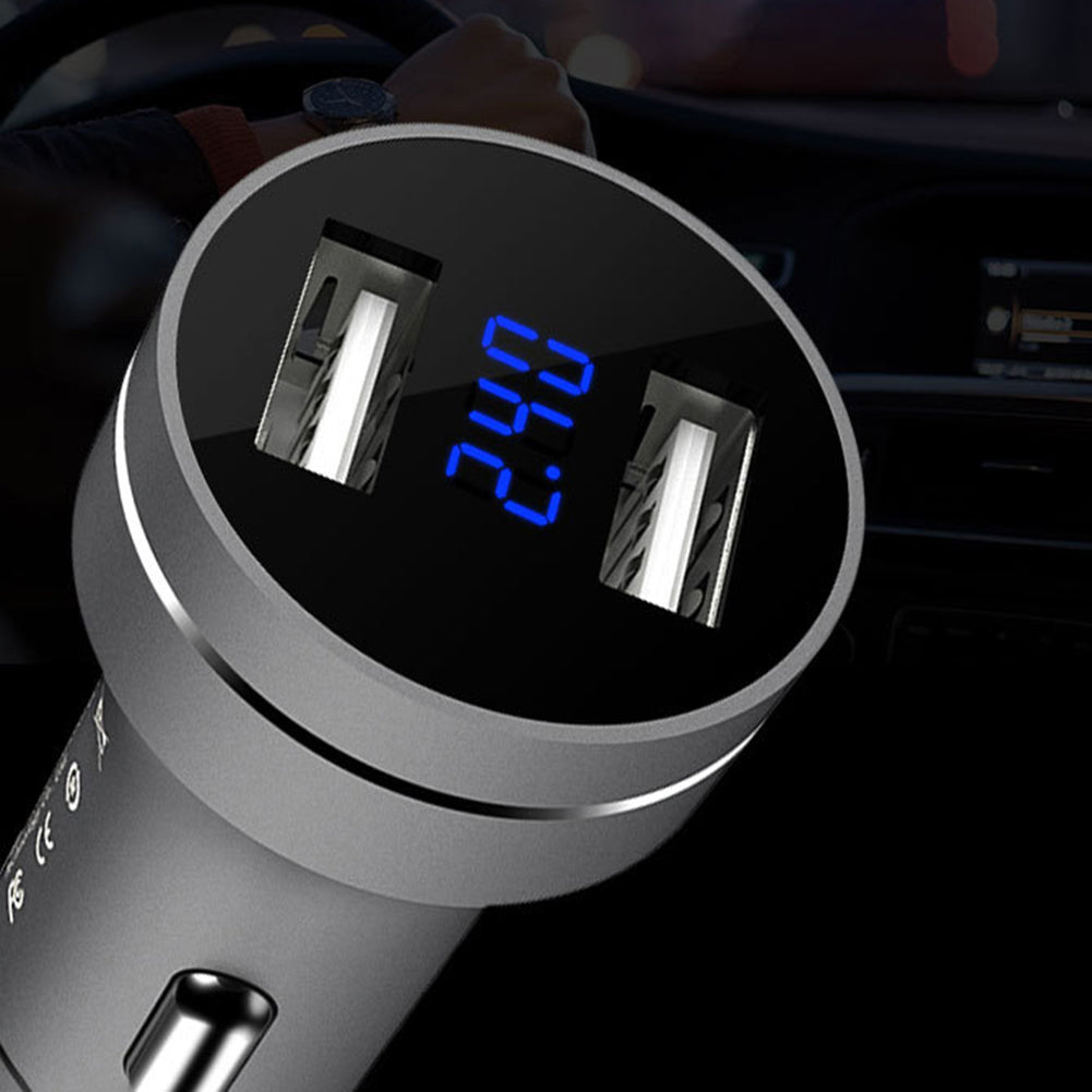 Metal Dual USB Fast Charging Voltage Detection Car Phone Charger Power Adapter