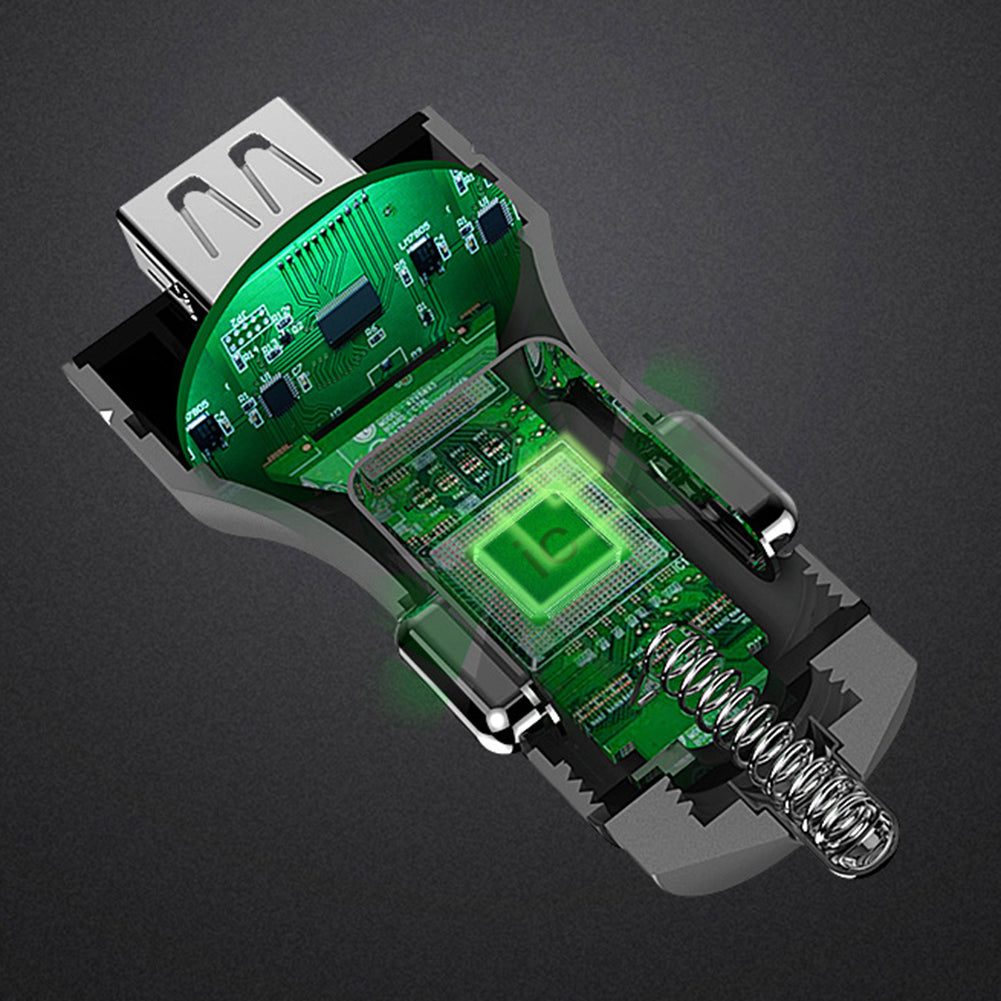 Metal Dual USB Fast Charging Voltage Detection Car Phone Charger Power Adapter