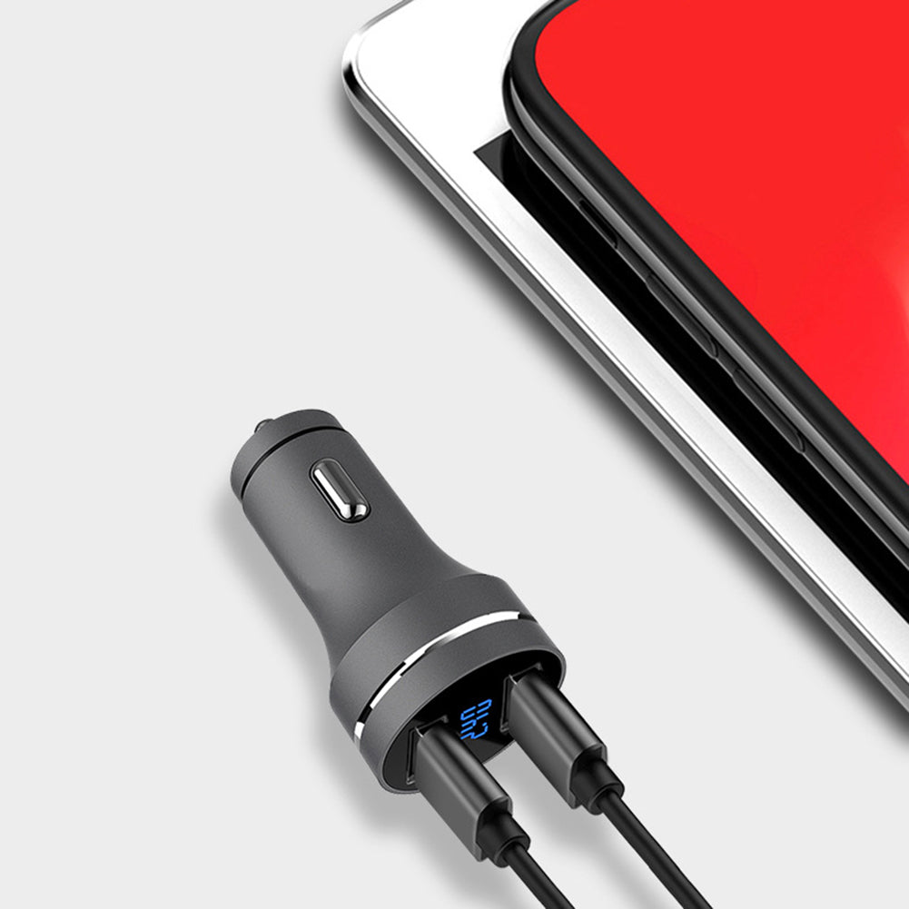 Metal Dual USB Fast Charging Voltage Detection Car Phone Charger Power Adapter