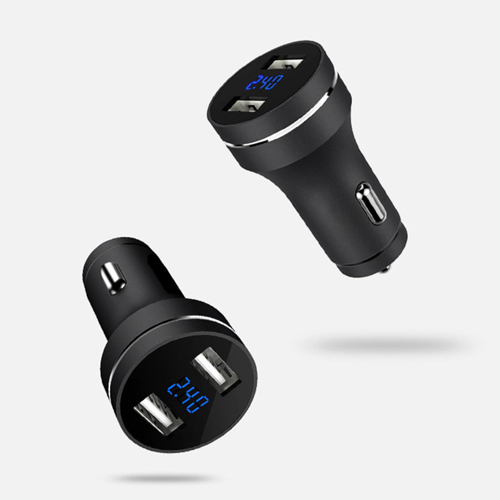 Metal Dual USB Fast Charging Voltage Detection Car Phone Charger Power Adapter