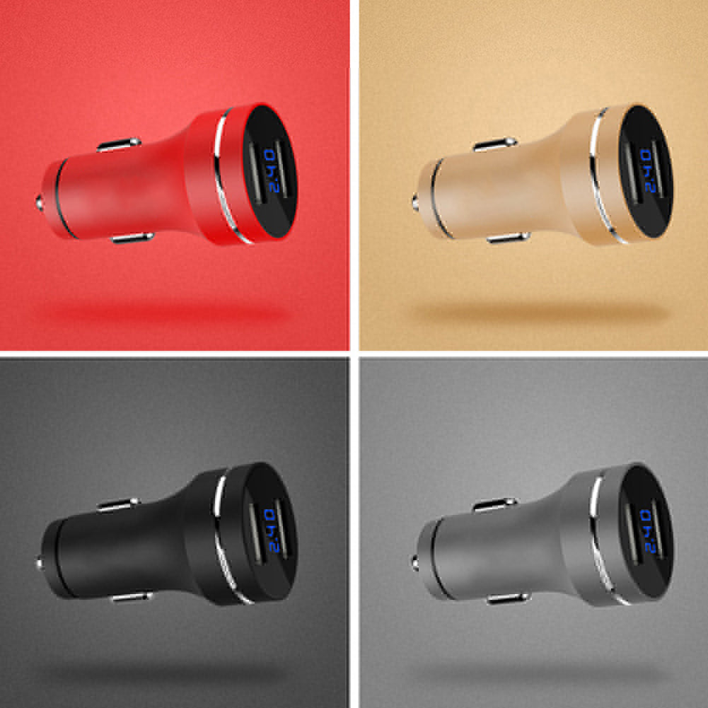 Metal Dual USB Fast Charging Voltage Detection Car Phone Charger Power Adapter