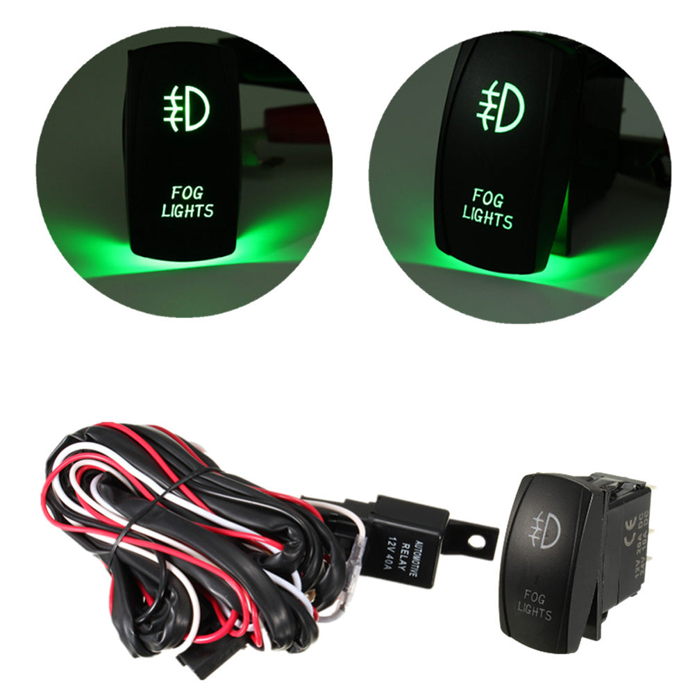 12V LED Fog Light Laser Rocker On/Off Switch Wiring Harness 40A Relay Fuse