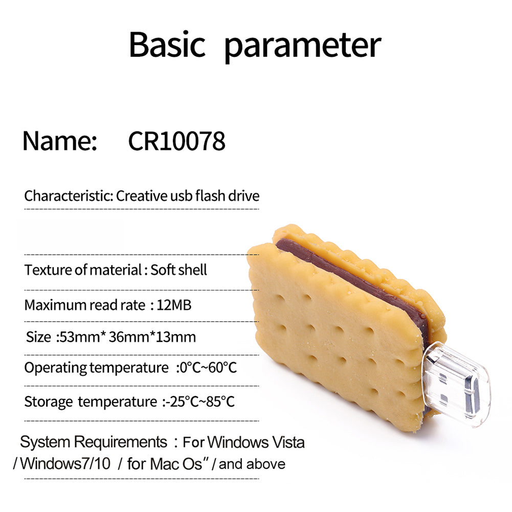 Biscuit 4GB 8GB 16GB 32GB 64GB U Disk USB Flash Pen Drive Memory Stick Gift