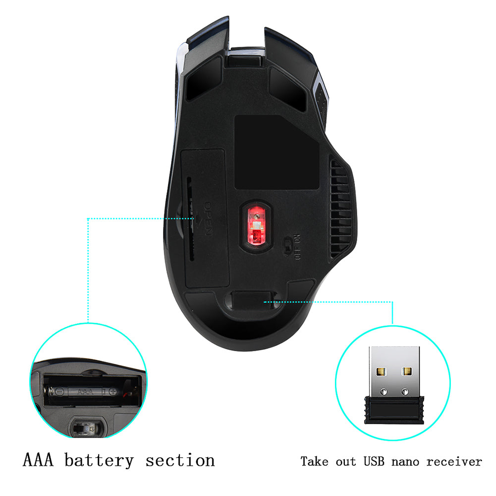 Universal 800/1200/1600/2400DPI 2.4G Wireless Gaming Mouse PC Laptop Supplies