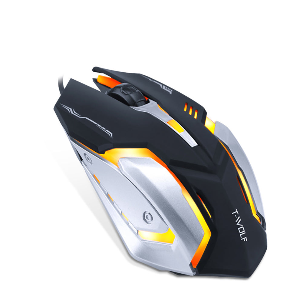 V5 Colorful Light 4 Buttons Ergonomic 2400DPI USB Wired Optical Gaming Mouse