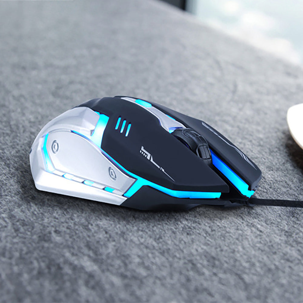 V5 Colorful Light 4 Buttons Ergonomic 2400DPI USB Wired Optical Gaming Mouse