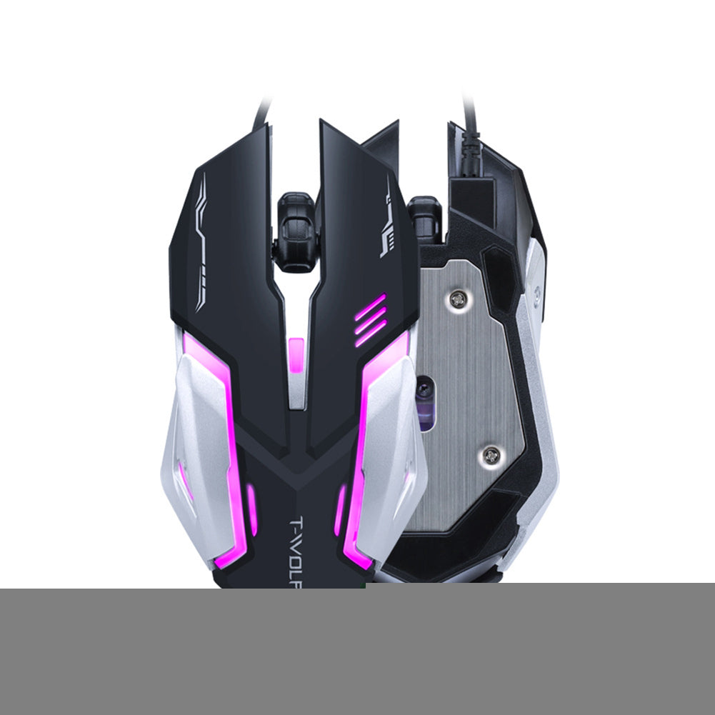 V5 Colorful Light 4 Buttons Ergonomic 2400DPI USB Wired Optical Gaming Mouse