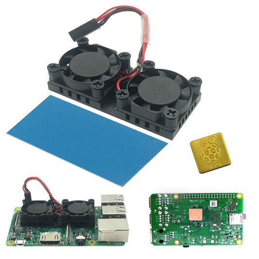 Heat Dissipation Dual Cooling Fan Heatsink Cooler Module for Raspberry Pi 1/2/3B