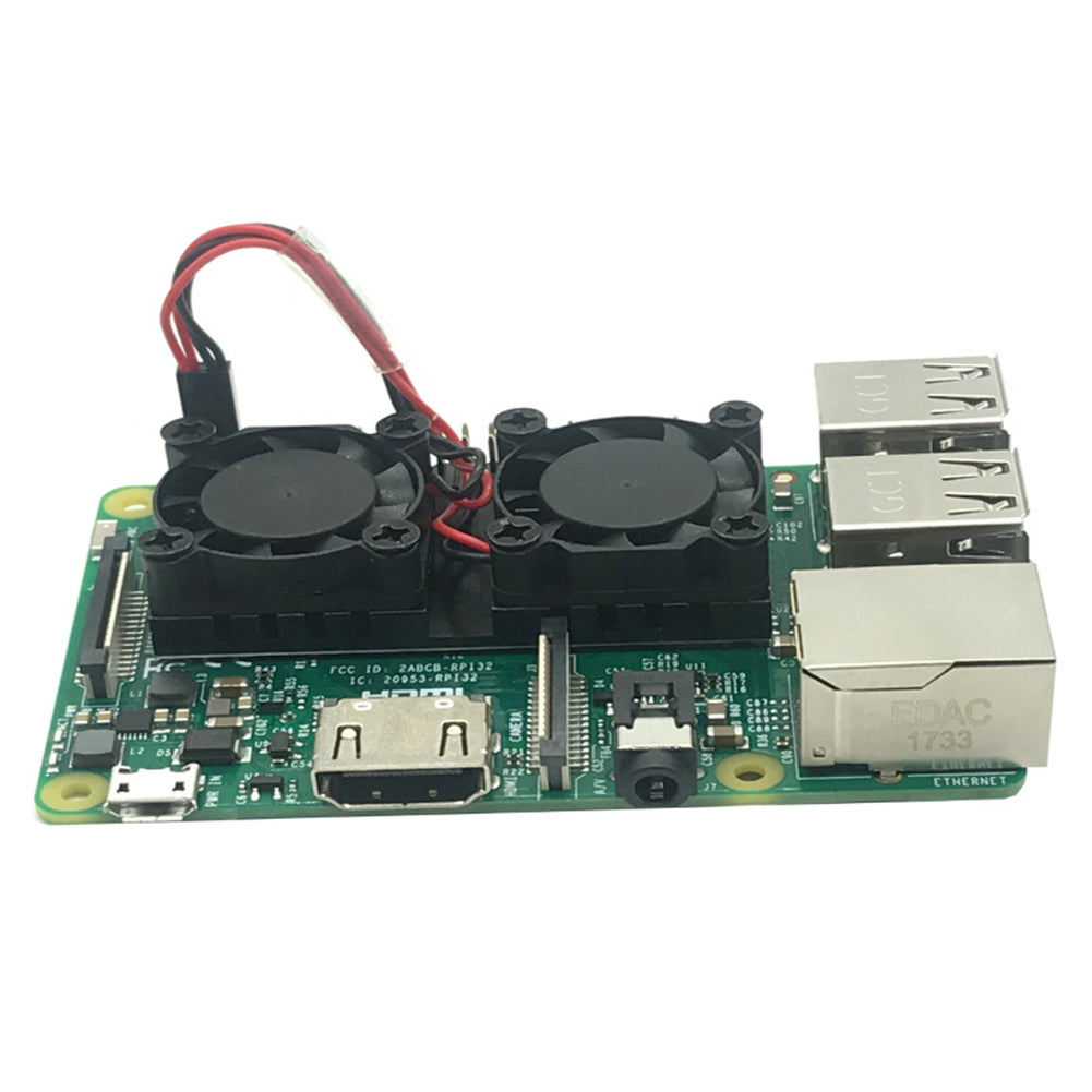 Heat Dissipation Dual Cooling Fan Heatsink Cooler Module for Raspberry Pi 1/2/3B