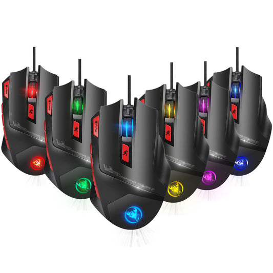 9000DPI 9 Buttons Ergonomic USB Wired Optical PC Laptop Lighting Game Mouse Mice