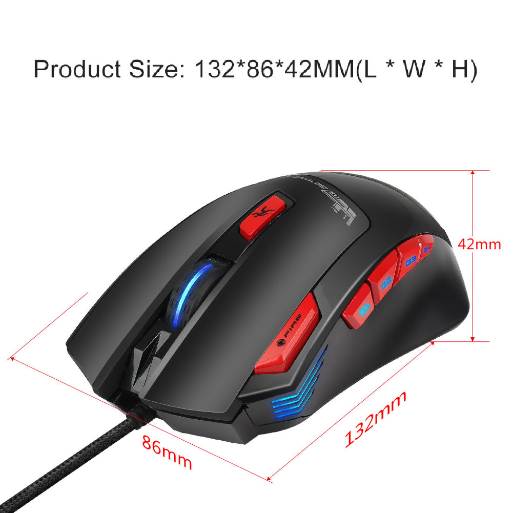 9000DPI 9 Buttons Ergonomic USB Wired Optical PC Laptop Lighting Game Mouse Mice
