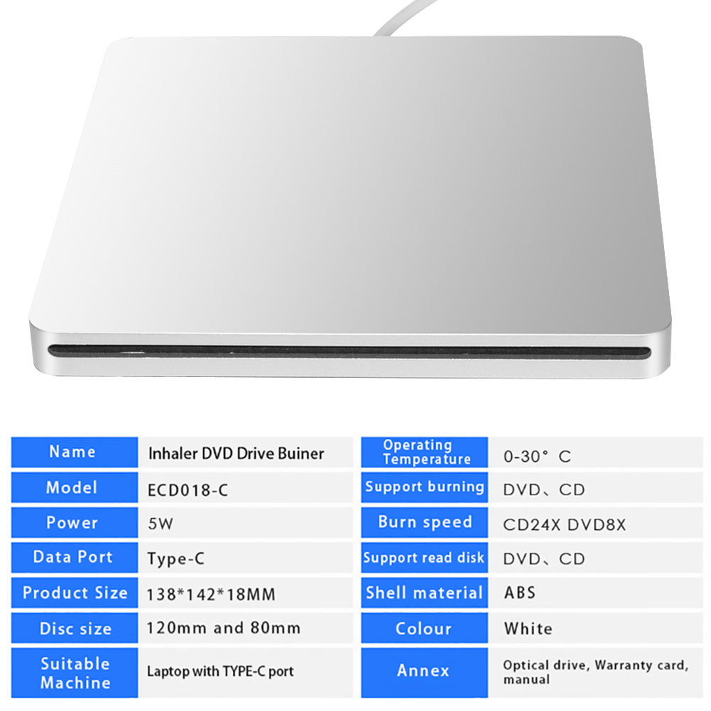 Universal Type C External Slot in Load DVD Drive Burner USB Optical Duplicator