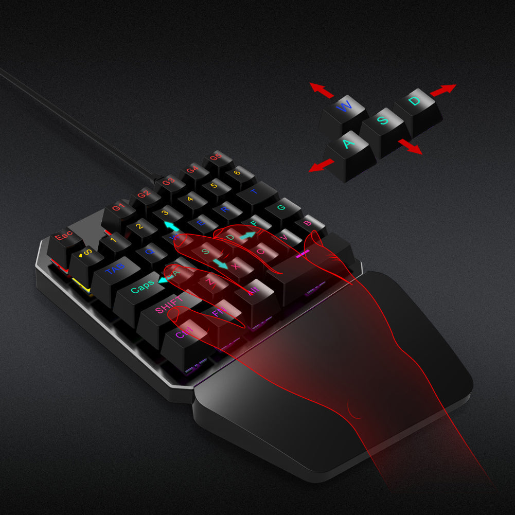 Single Hand Wired Lighting Anti-ghosting 35 Keys Mechanical Gaming Keyboard