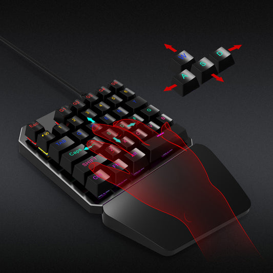 Single Hand Wired Lighting Anti-ghosting 35 Keys Mechanical Gaming Keyboard